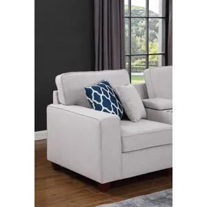 Eric - 9 Piece Upholstered Sectional With Ottoman - Light Gray