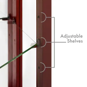 6 Shelf Lighted Corner Curio Cabinet With Adjustable Tempered Glass Shelves And Mirror Back (E26 Lig