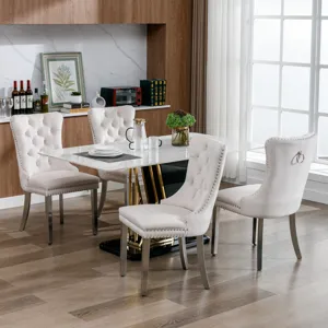 Nikki - Modern, High-End Tufted Solid Wood Contemporary Velvet Upholstered Dining Chair With Chrome 