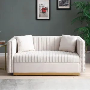 Contemporary Vertical Channel Tufted Sofa Loveseat Modern Upholstered Couch For Living Room With 2 P
