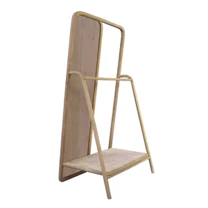 Clothes Hanger With Mirror, Large - Brown