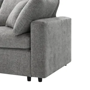 Modern Modular Cloud Sofa Bed, 6 Seat Chenille Sectional Couch Set With Ottoman, Free Combination, C