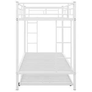 Twin Over Twin Bunk Bed With Trundle - White