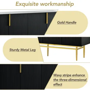 Modern Elegant 4 Door Sideboard Gold Metal Handle Buffet Cabinet For Dining Room, Living Room, Bedro
