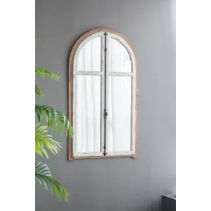Arch Wood Wall Mirror - Brown Antique White