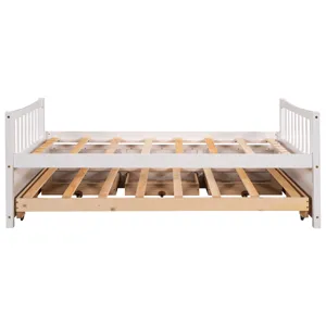 Twin Size Daybed With Trundle And Drawers - White