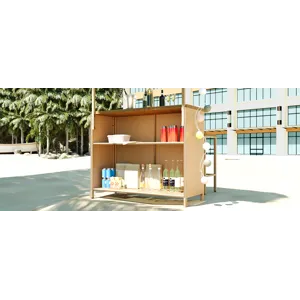 Hawaiian-Style Bar Height Patio Set With PE Grass Canopy, Outdoor Bar Table And Stools With Adjustab