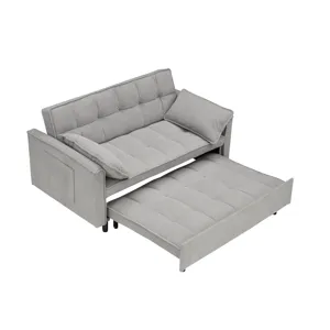 Two-Seat Casual Sofa With Pull Out Bed, Living Room Furniture - Light Gray