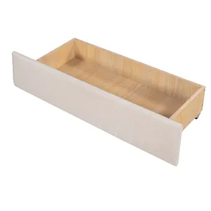 Full Size Upholstered Daybed With Two Drawers, Wood Slat Support - Beige