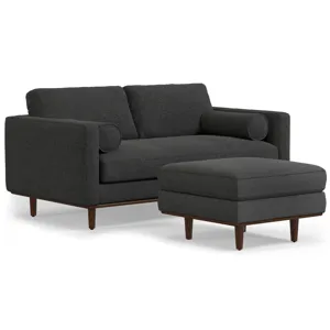 Morrison - 72\" Sofa and Ottoman Set - Charcoal Gray