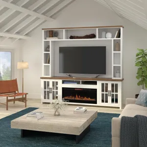 Hampton - 97\" Fireplace TV Stand - Jasmine Whitewash / Barnwood