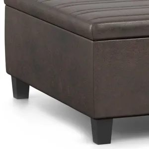 Ellis - Coffee Table Storage Ottoman - Distressed Brown