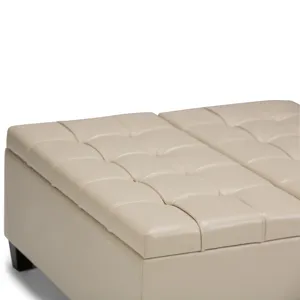 Harrison - Coffee Table Storage Ottoman - Satin Cream