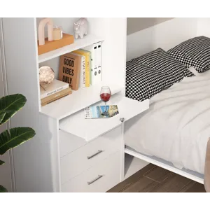 Morden Deisgn Full Size Vertical Murphy Bed With Shelf And Drawers For Bedroom Or Guestroom Wall Bed