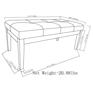 Lacey - Tufted Ottoman Bench - Distressed Black