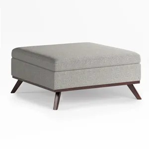 Owen - Square Coffee Table Storage Ottoman - Cloud Grey