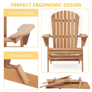 Wooden Outdoor Folding Adirondack Chair (Set of 2) Wood Lounge Patio Chair For Garden, Garden, Lawn,