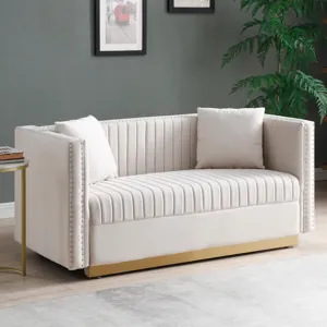Contemporary Vertical Channel Tufted Sofa Loveseat Modern Upholstered Couch For Living Room With 2 P