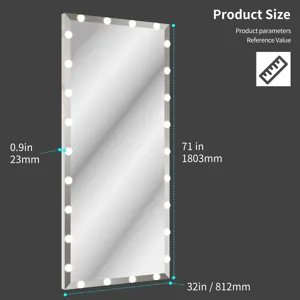 Hollywood - Full Length Mirror With Lights Oversized Full Body Vanity Mirror With 3 Color Modes Ligh