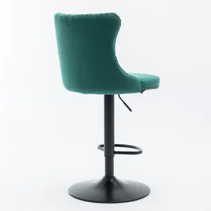 Swivel Velvet Barstools Adjusatble Seat Height, Modern Upholstered Bar Stools With Backs Comfortable