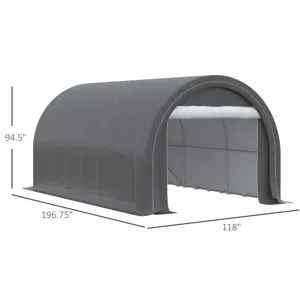 Outsunny - 10\' x 16\' Carport, Heavy Duty Portable Garage Storage Tent With Large Zippered Door, An