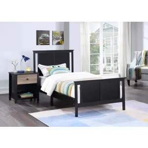 Connelly - Reversible Panel Twin Bed - Black/Vintage Walnut