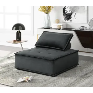 Anna - Velvet Armless Lounge Chair - Black
