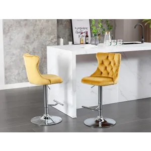 Swivel Velvet Barstools Adjusatble Seat Height From 25-33\", Modern Upholstered Chrome Base Bar Stoo