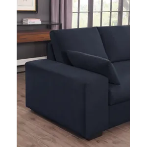Joshua - 100\"W Dark Gray Woven Fabric Sectional Sofa With Right Facing Chaise and Console Ottoman