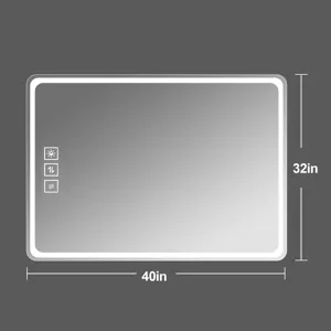 40X32\" LED Bathroom Mirror Vanity Mirrors With Front Lights Wall Mounted Anti-Fog Frameless Make Up