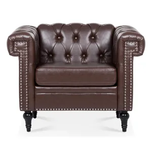 1 Seater Sofa For Living Room - Brown PU