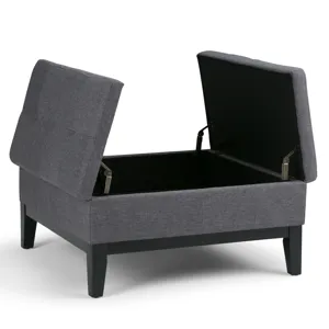 Dover - Square Coffee Table Storage Ottoman - Slate Grey