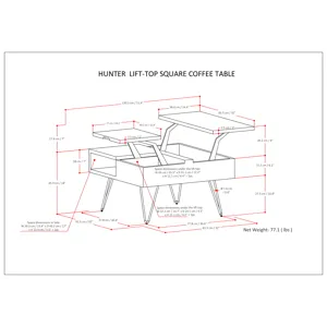 Hunter - Lift Top Square Coffee Table - Natural