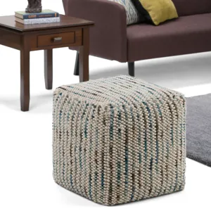 Zoey - Woven Cube Pouf - Multi Color