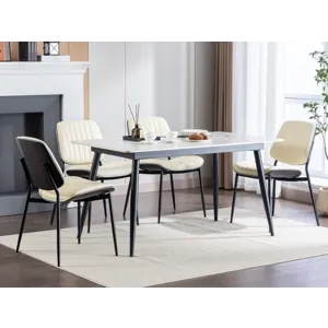 Dining Chairs (Set of 2) Mid-Century Modern Retro Faux Leather Chair With Walnut Bentwood Back Uphol