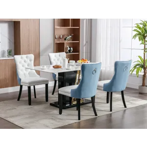 Nikki - Modern, High-End Tufted Solid Wood Contemporary PU And Velvet Upholstered Dining Chair With 