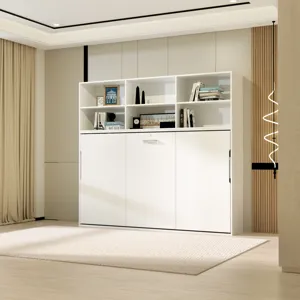 Mordern Design Twin Size Horizontal Murphy Bed With Shelf Storage For Bedroom Or Guestroom Wall Bed 