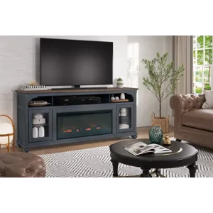 Americana - 86\" Fireplace TV Stand - Corduroy Blue