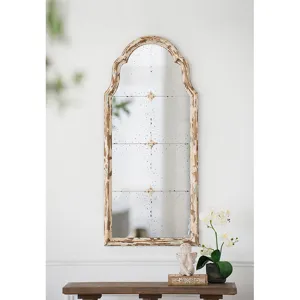 Large Framed Wall Mirror, Wood Arched Mirror With Decorative Window Look For Living Room, Bathroom, 