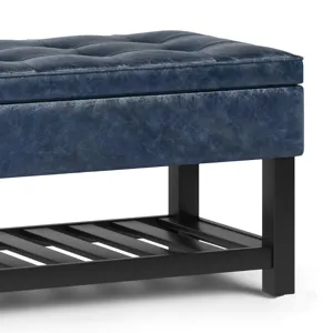 Cosmopolitan - Storage Ottoman Bench with Open Bottom - Denim Blue