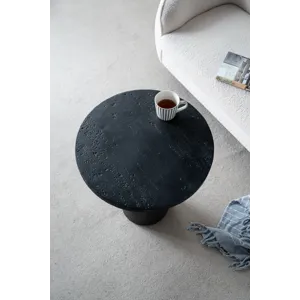 Round Side Table With Pedestal Base - Black - Black