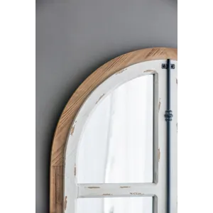 Arch Wood Wall Mirror - Brown Antique White