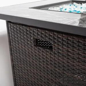 30\" Outdoor Fire Table Propane Gas Fire Pit Table With Lid Gas Fire Pit Table With Glass Rocks And 