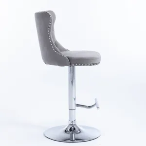 Swivel Velvet Barstools Adjusatble Seat Height From 25-33\", Modern Upholstered Chrome Base Bar Stoo