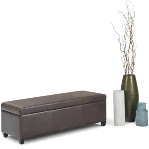 Avalon - Storage Ottoman Bench - Distressed Brown