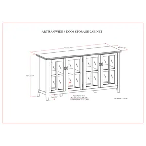 Artisan - Wide 4 Door Storage Cabinet - Black