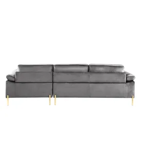 Shannon - Velvet Sectional Sofa With Chaise - Gray