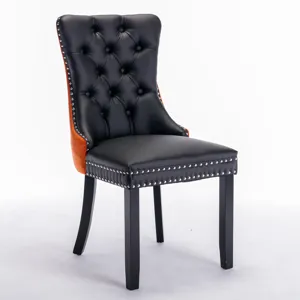 Nikki - Modern, High-End Tufted Solid Wood Contemporary PU And Velvet Upholstered Dining Chair With 