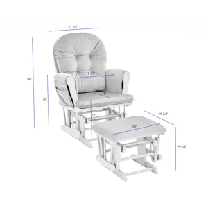 Mason - Glider And Ottoman White Wood - Gray Fabric
