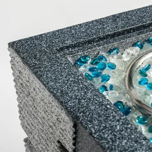 Outdoor Concrete Fire Pit Column Propane Fire Pit Patio Gas Fire Pit - Light Grey / Blue